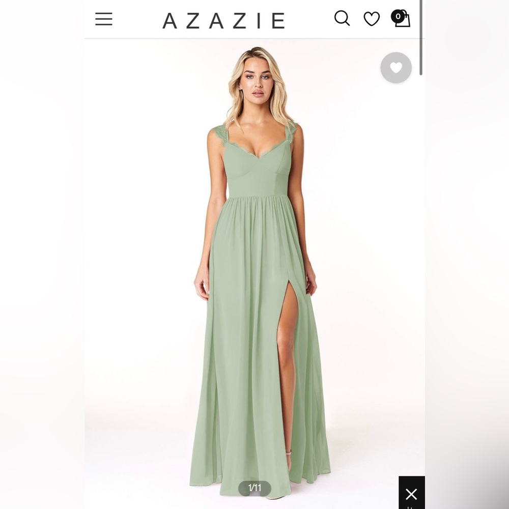 Azazie cleobella dusty sage dress